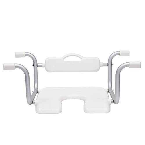 FFFZW Siège de Bain Suspendu, siège de Bain Suspendu antidérapant pour Personnes âgées, Aide à la Salle de Bain avec siège rembourré, Cadre léger en Aluminium, Blanc Cover