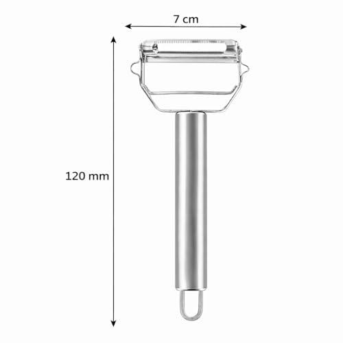 Image of Vegetable Peeler Stainless Steel Julienne Peeler with Dual Blade Head Handheld Kitchen Tool (Steel Vegetable Peeler)