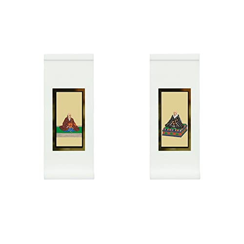 京仏壇はやし 仏具 アクリルスタンド掛軸 5色(両脇)ミニミニ (高さ160mm) ホワイト・浄土真宗(西)【仏具拭きミニクロスセット】家具調 家具調仏壇 モダン掛軸 スタンド 自立型