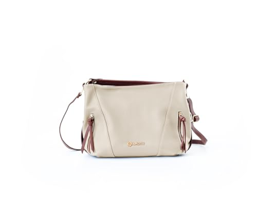 Image of Baroncelli Medium Italian Leather Tote Bag for Women - Pebbled Genuine Leather Handbag with Zipper - Made in Italy