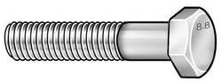 M12-1.25 x 100 mm. Class 8.8 Zinc Plated Hex Head Cap Screw, 10 pk.
