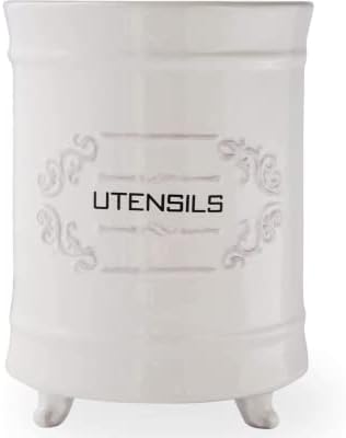 Portautensili in Ceramica Francese – Caddy per Utensili da Cucina in Stile Vintage – Design Antico per l’organizzazione degli Utensili da Cucina – Coppa per Utensili per Cucinare Enthuziast – Bianca