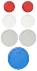 Pyrex Food Storage Plastic Replacement Lid Set (Poppy Red, White, Sleek Silver, Marine Blue)