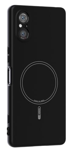 GIOPUEY Funda Magnética para Sony Xperia 5 V, Compatible con MagSafe, Material de Silicona Case, Anti Huella Digital Cover [Antideslizante] - Black