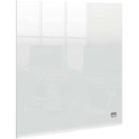 Nobo Transparent Acrylic Mini Desktop or Wall Mounted Whiteboard, Portable, Dry Erase, Frameless, 300 x 300 mm, Includes Marker Pen And Mounting Pads, Clear, 1915616 Cover