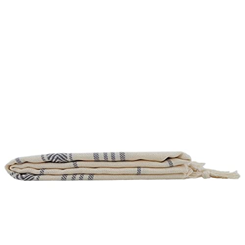 Dandelion - Ivory Basic Pattern - Naturally-Dyed Cotton Turkish Towel Peshtemal - 71X39 Inches - Gray #TOP5