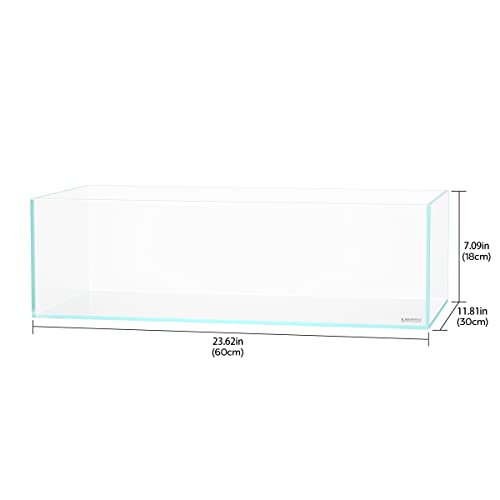 Image of LANDEN 60S 7.9 Gal Shallow Aquarium Tank, Shallow Fish Tank, Rimless Low Iron Tank W23.6xD11.8xH7.1 in(60x30x18cm); 5mm Thickness Aquascape Fish Tank, Black Leveling Mat Included