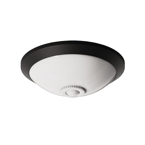 Horoz Electric LED Deckenleuchte mit Bewegungsmelder 300 mm Schwarz - Sensorlampe mit 360° PIR & Dämmerungssensor - Aufputz Deckenlampe E27 IP20 Innen - Energiesparende Leuchte