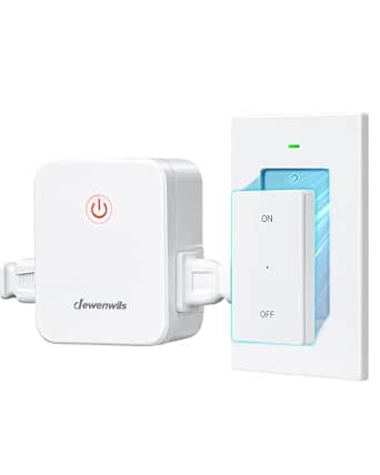 DEWENWILS Remote Control Outlet, Wireless Light Switch with 2 Side Outlets, No Interference Remote Outlet Switch, No Wiring, 15A/1875W, 100 FT Range, Compact Design, Programmable