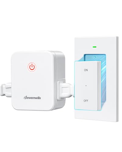 DEWENWILS Remote Control Outlet, Wireless Light Switch with 2 Side Outlets, No Interference Remote Outlet Switch, No Wiring, 15A/1875W, 100 FT Range, Compact Design, Programmable