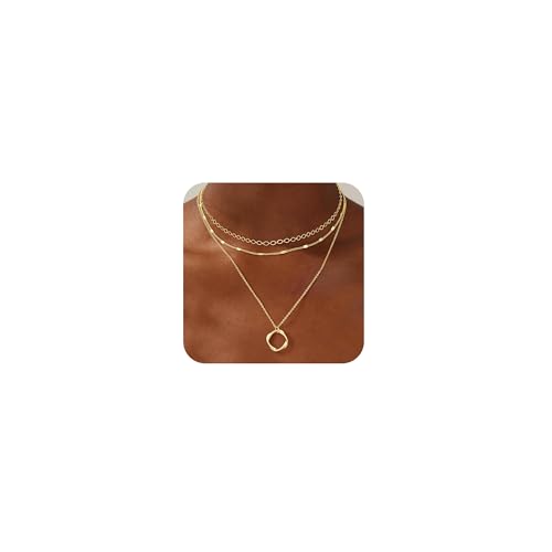 Gold Layered Necklaces for Women Necklace Stack 14 Gold Plated Hypoallergenic Non Tarnish Waterproof Lightweight Dainty Pendant Jewelry Set Trendy Gift Accessories for Women