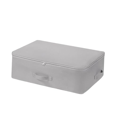 Zambuph Bolsa de tela para edredón, asas con cremallera, cesta para ropa, armario, caja de almacenamiento móvil, armario plegable, organizador a prueba humedad, Extendido/Gris