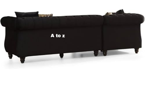 Image of A to Z Furniture Classic Chesterfield Sofa Set Luxury Chesterfield Sofa in for Home Living Room & Office (l Shape Black)
