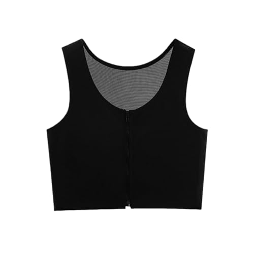 Chest Binder, Transgender Stuff with Zipper Half Flat Tank Top for Cosplay FTM Binder Bra