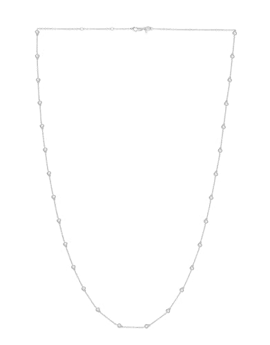 La Joya 1/2-2 CT. TW. Diamond Station Layering Necklaces | 925 Sterling Silver | 36 & 20 Inch Women's Gorgeous Diamond Jewelry