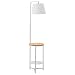 HOMCOM Stehleuchte Stehlampe Beistelltisch mit 2 Regalen Innenbeleuchtung E27 für Wohnzimmer Schlafzimmer Büro Metall MDF Tterylen-Gewebe Weiß 38 x 36 x 162 cm