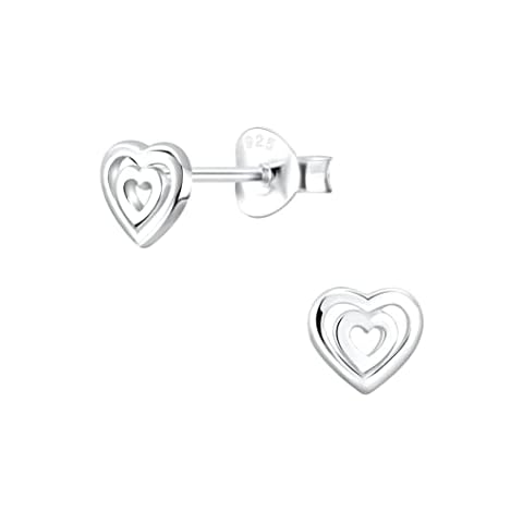 925 Sterling Silver Hypoallergenic Small Open Double Heart Stud Earrings for Women 6 x 6 mm with Push Back by Eden Raine Cover