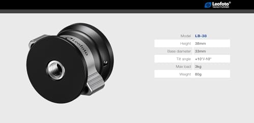 Image of Leofoto LB-38 38mm Leveling Base for Tripod w Butterfly Lock Collar 6.6lb Max Load + /-10 Tilt