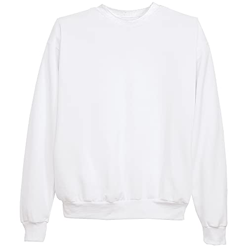 Hanes Men's Sweatshirt, EcoSmart Fleece Crewneck Sweatshirt, Cotton-Blend Fleece Sweatshirt (1 or 2 Pack), White, XL