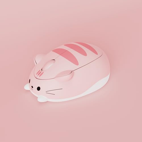 Grazioso mouse wireless con tema gatto, Mice rosa, Mice tri-mode Bluetooth 3.0/5.0/2.4G con ricevitore USB A, clic silenzioso, mouse cartoon per laptop/PC (Pink Angie) - Gadget - Immagine 6