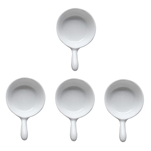 COLLBATH Lot De 4 Mini-saucières Porte-condiments En Céramique Blanche Anse, Plats à Sauce Pour Table, Apéritifs Et Sauces à Tremper
