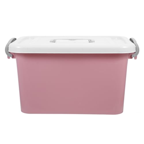 NIYANGLE Caja de Almacenamiento Tapa para Juguetes, Organizador Multifuncional de Plástico Engrosado, Tamaño 30,5x19,5x16,5 Cm, Color Rosa Nórdico, Adecuado para Escritorio y Orden Hogar