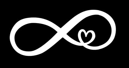 Generic Infinity With Heart Vinyl Decal | White | Made In Usa By Foxtail Decals | For Car Windows, Tablets, Laptops, Water Bottles, Etc. | 4.5 X 2.0 Inch #TOP30