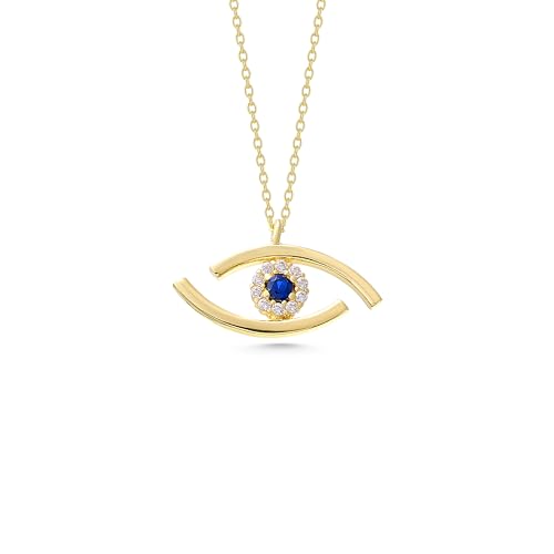 Evil Eye Necklace, 14K Solid Gold Eye Necklace, Dainty initial Evil Eye Pendant, Minimalist 14K Gold Evil Eye Pendant, Birthday Gift