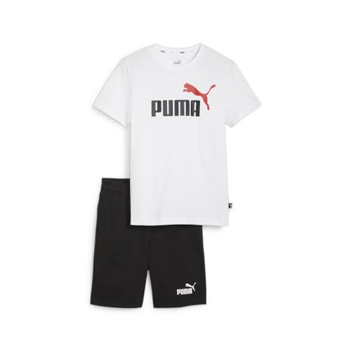 Image of Puma Printed Cotton Regular Fit Boys White Tracksuit