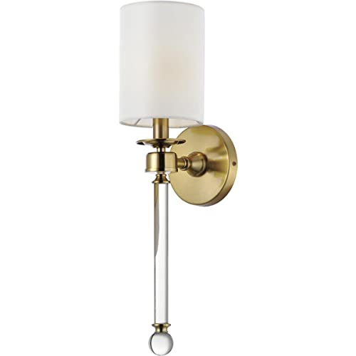 Image of Maxim Lighting Lucent 1-Light Wall Sconce | Heritage Steel Finish | Clear Linen Style2: Traditional Shade | Contemporary Indoor Light Fixture | Ideal for Hallways, Bedrooms & Bathrooms | 16109WTCLHR