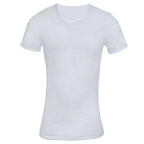 Cottonil Men's Undershirts Egyptian Cotton Men Underwear Undershirt Crewneck Top Tank White T Shirt T-Shirt Tee Shirts Mens Short Sleeves Half Sleeve Vest Premium Soft Clothing Clothes (XLarge)