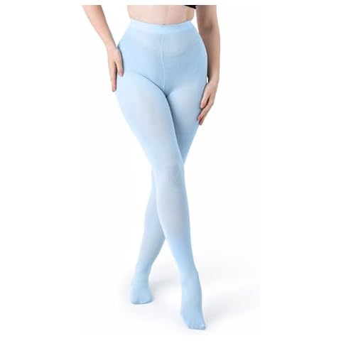 Silky Toes Opaque black tights for women Microfiber Comfort warm Tights- 1 Per Pack (B, Light Blue) Cover