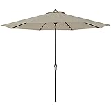 Tempera Sunbrella Patio Umbrella 10 ft Auto-Tilt Outdoor Umbrella, Aluminum Market Umbrella with 8 Ribs, Beige/Sand