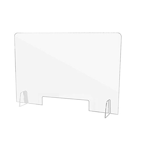 ZXMOTO Countertop Shields with Cutout Protective Desk Shield Protective Acrylic Sneeze Guard Freestanding with Transaction Window for Office Store Nail Salon(W 31.5