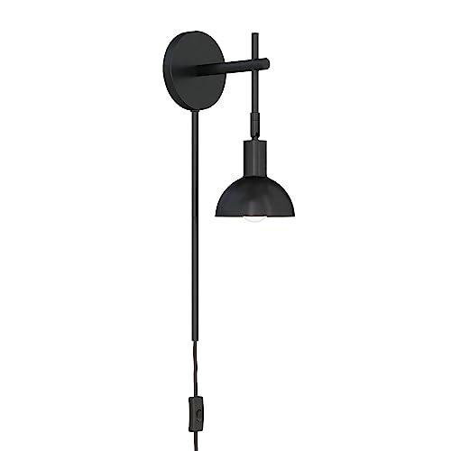 Image of Nathan James Tamlin Wall Light Fixture, Wall Mounted 1-Light Lamp, Plugin Sconce with On /Off Switch for Living Room, Reading Nook or Bedroom, Matte Black