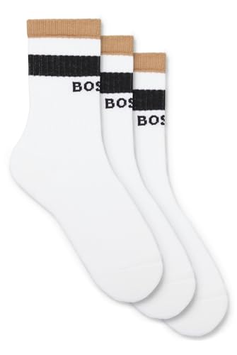 BOSS Mens 3P QS Rib Iconic CC Three-pack of short-length socks with signature stripes