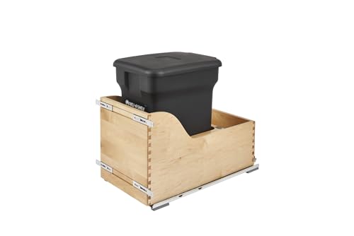 Caneca de basura rectangular de madera con cierre suave