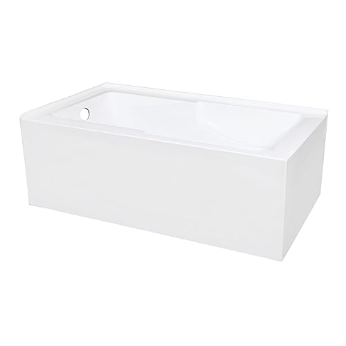 Aqua Eden VTAM6032L22S 60-Inch Acrylic 2-Wall Corner Alcove Tub with Corner Apron, Left Hand Drain...