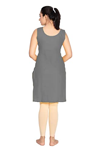 Image of Women's Cotton Long Camisole for Kurti /Suit Slip /Long Inner /Samij for Women Sameej /Knee Length Inner Wear /Sameez /Kurti Slip /Round Neck /Invisible