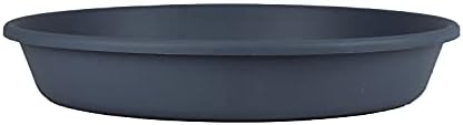 The HC Companies 12 Inch Round Plastic Classic Plant Saucer - Indoor Outdoor Plant Trays for Pots - 12.5"x12.5"x2.13" Slate Blue