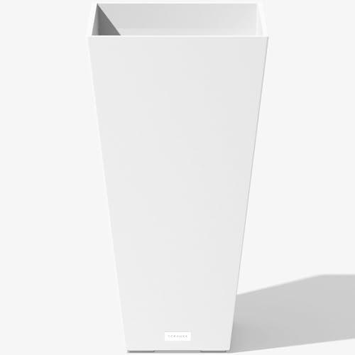 Image of Veradek Pure Series Taper Planter - Tall Tapered Outdoor Planter with Shelf