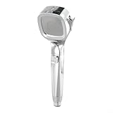 Gdfnmogo Cabezal de ducha de alta presión de 4 modos con botón de encendido/apagado y filtro integrado para una potente experiencia de ducha de pulso mixto en ABS blanco acabado galvanizado (plata)