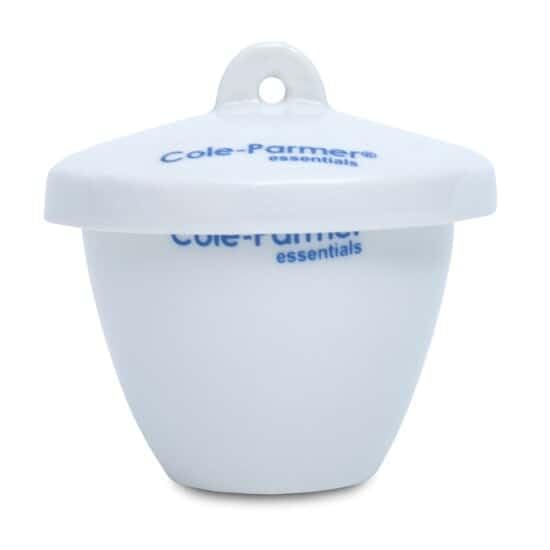 Cole-Parmer Tall-Form Crucible with Cover, Porcelain, 50 mL, 6/pk