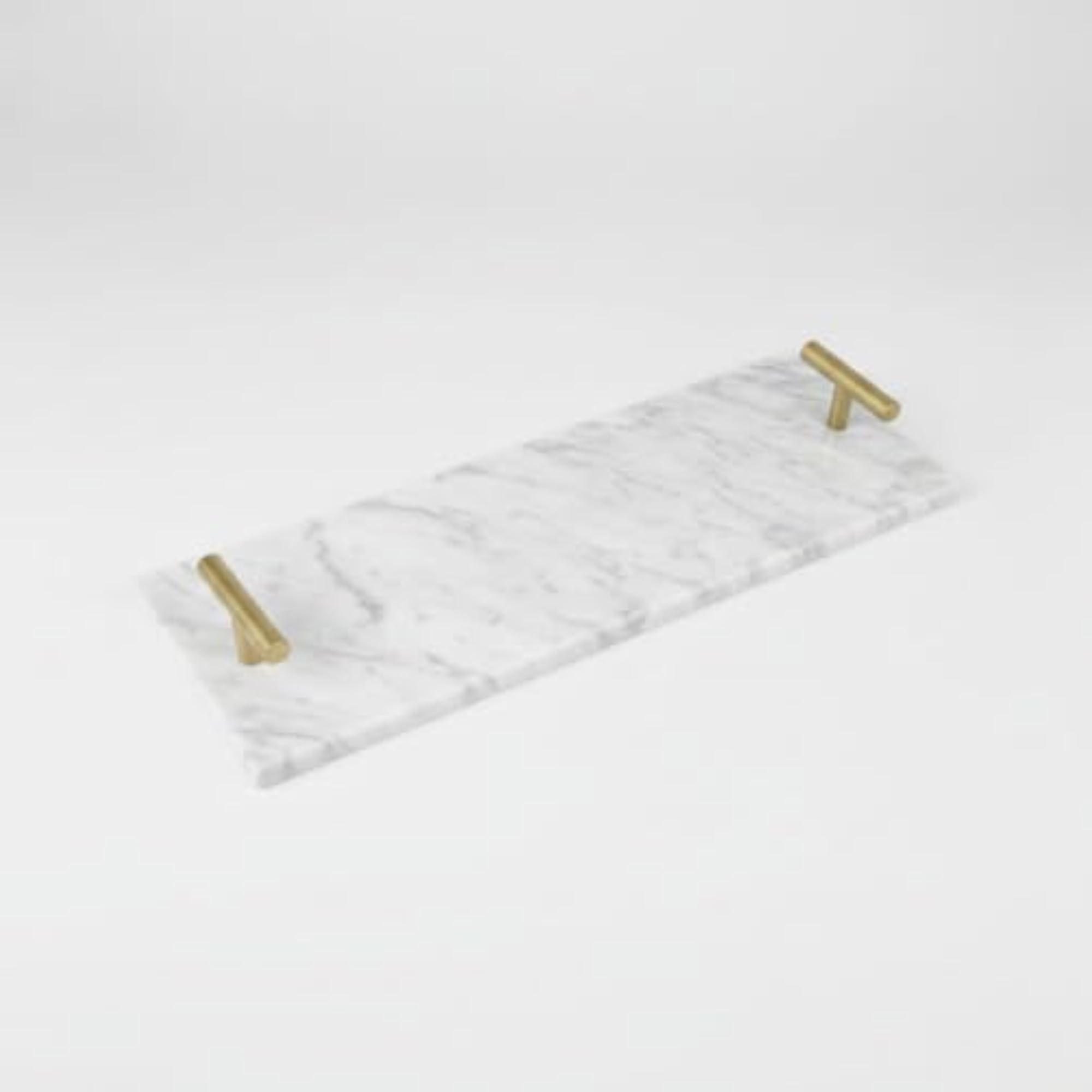 Decorative Marble Tray with Handles, Rectangular Design