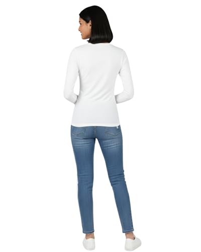 Image of HELGA Ivano Women's Organic Cotton Full Sleeve T-Shirt | Super Combed Cotton Rich | Plain Round Neck | Soft, Breathable, Eco-Friendly Casual Top for Everyday Wear
