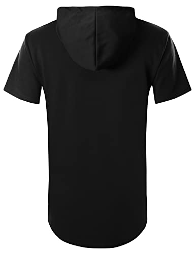 GIVON Men's Short Sleeve Pullover Hoodie Hipster Longline Hooded Shirt Lightweight Cotton Blend Casual Streetwear3