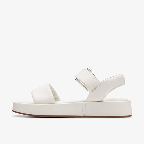 Clarks Women's Alda Strap Flat Sandal Off-White Leather 7.5 Medium by Clarks - Used condition - Image 2