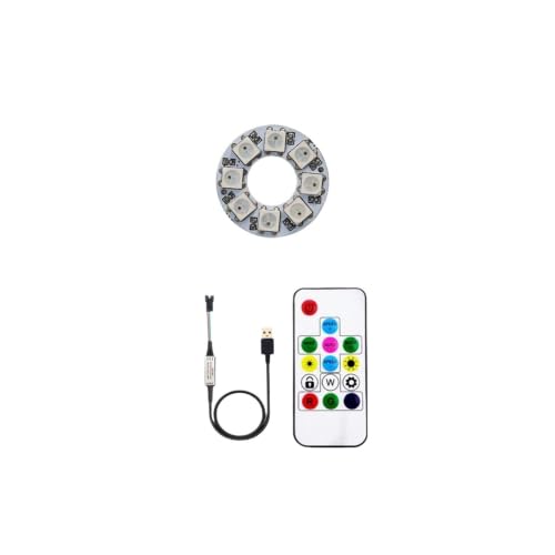 DC5V RGB LED �s�N�Z�������O���W���[�� 14 �L�[���b�N USB �R���g���[���t��(Black PCB,8 Leds Ring Kits)