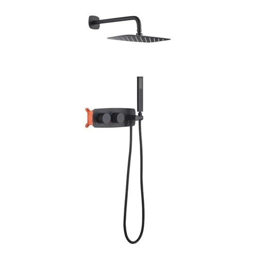 Évitez le calcaire avec cet ensemble de douche encastré noir en laiton durable