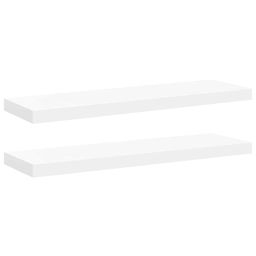 Juego de 2 estanterías flotantes blancas, 80 x 23,5 x 3,8 cm, tablero de fibra de densidad media y metal, moderno estante de pared para salón, dormitorio y oficina, capacidad de carga de 10